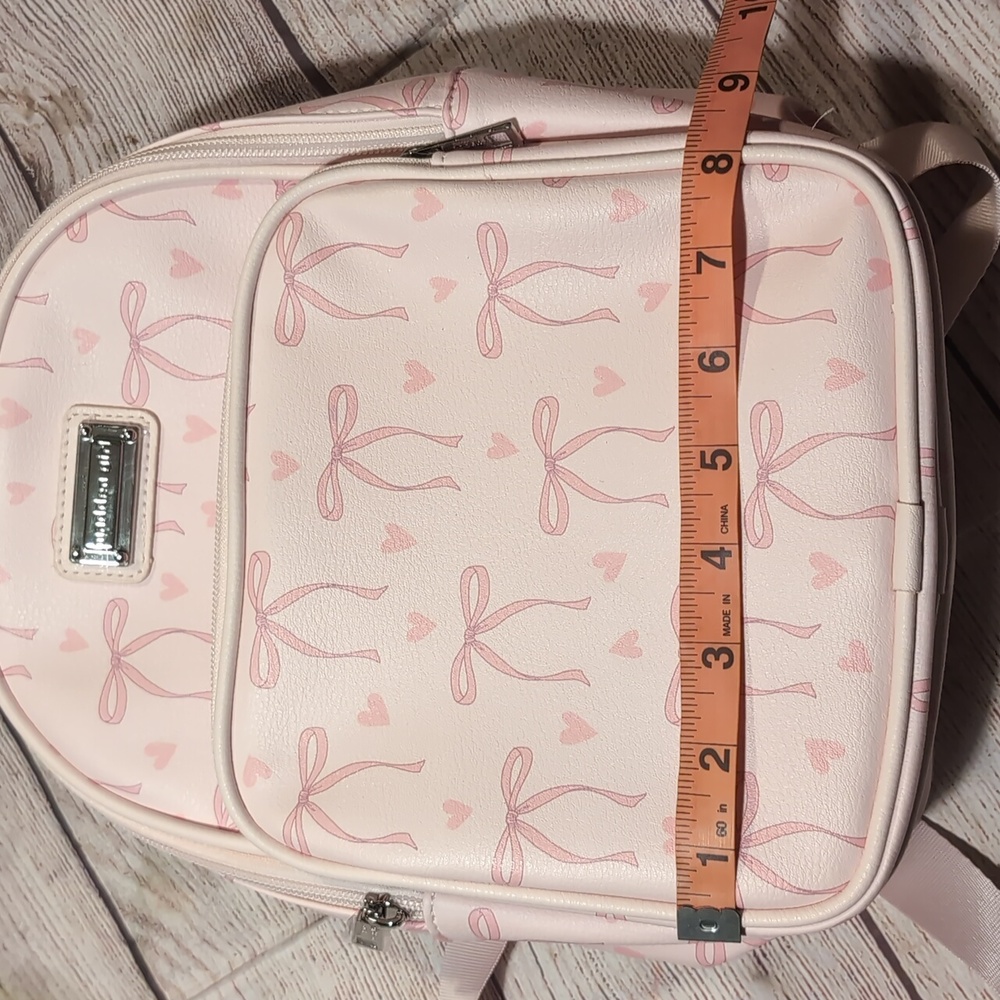 Madden Girl Pink With Bow Detail Mini Backpack & Matching Wristlet - Picture 7 of 16
